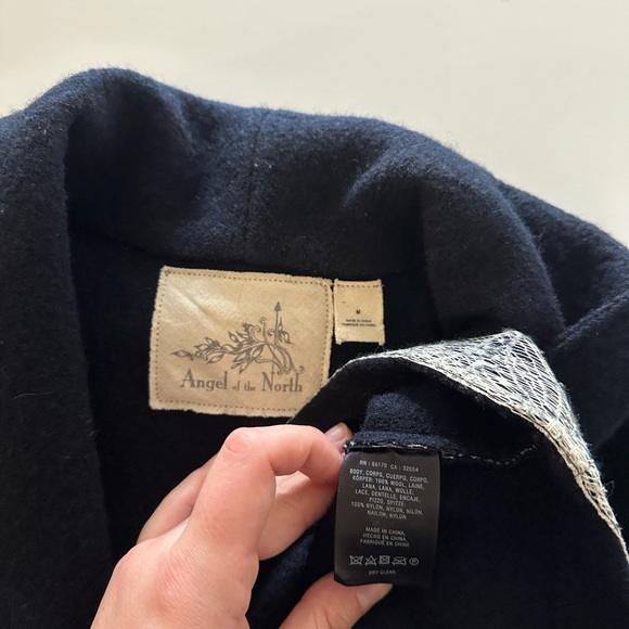Anthropologie Angel of the North Woman M Soft Lightweight Wool Coat Navy Blue - Picture 8 of 9